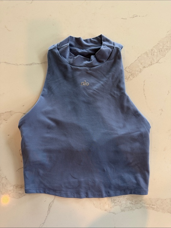 ALO Yoga Tops - ALO Yoga Slate Blue High-Neck Crop Tank